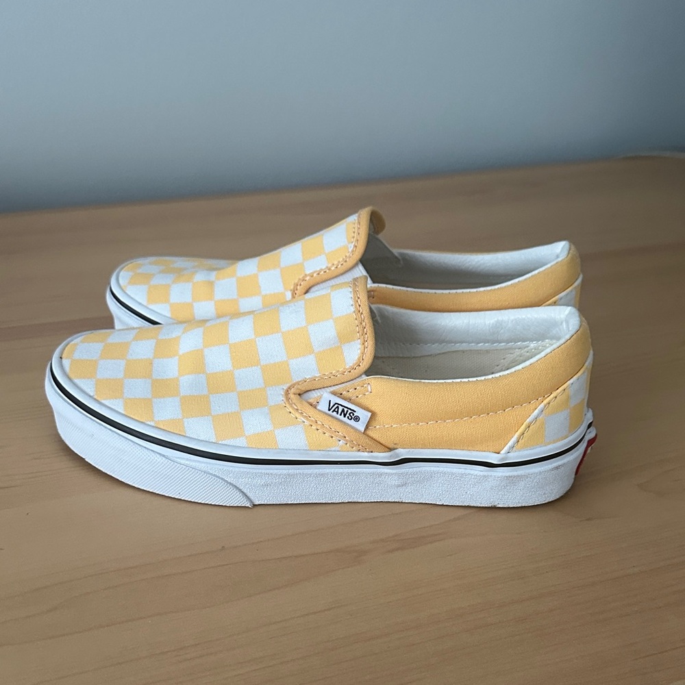 Vans Classic Yellow and White Checkered Slip-Ons